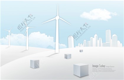 高清未来城市风车创意素材