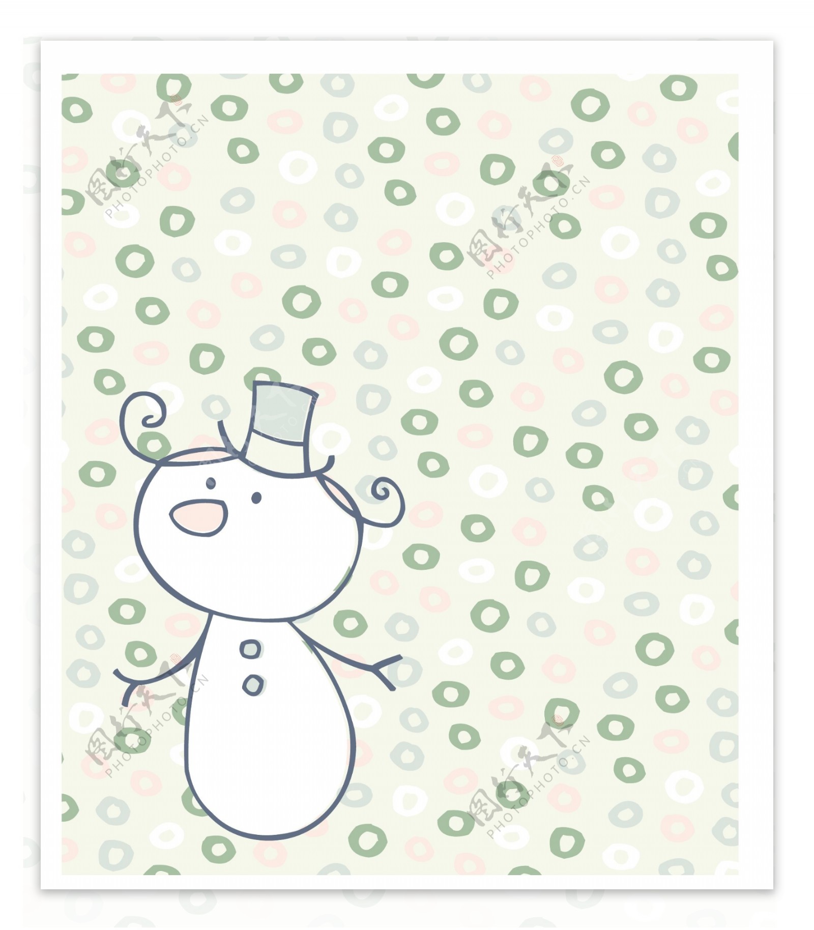 印花矢量图可爱卡通雪人花纹色彩免费素材
