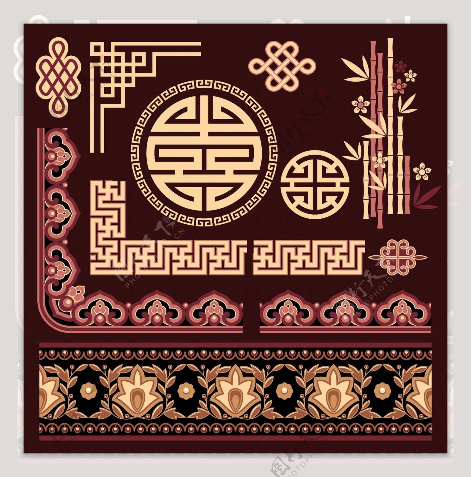 中式古典花纹02矢量素材