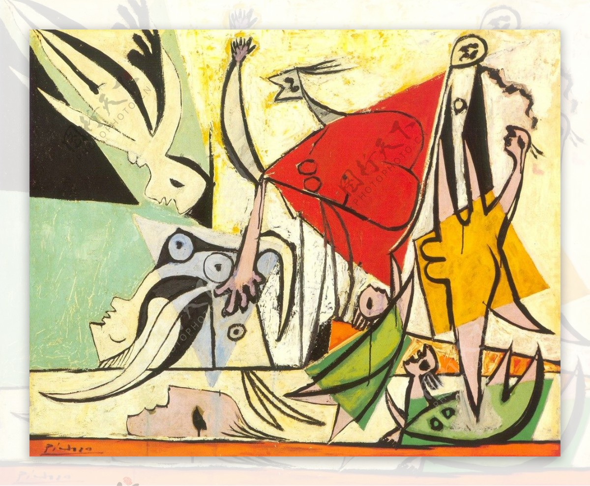 1932FemmesetenfantsauborddelamerLesauvetage西班牙画家巴勃罗毕加索抽象油画人物人体油画装饰画