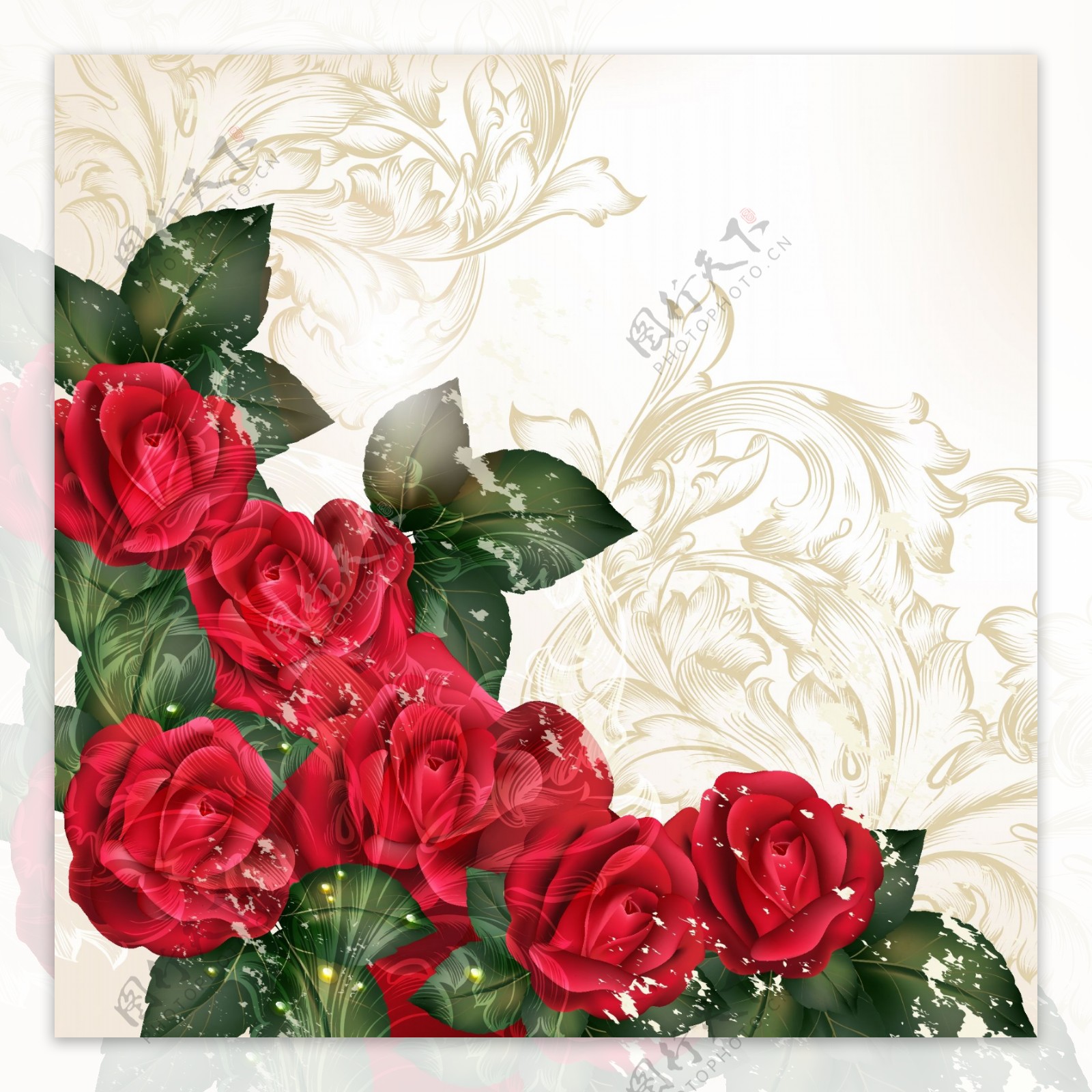 浪漫玫瑰花矢量背景图设计3