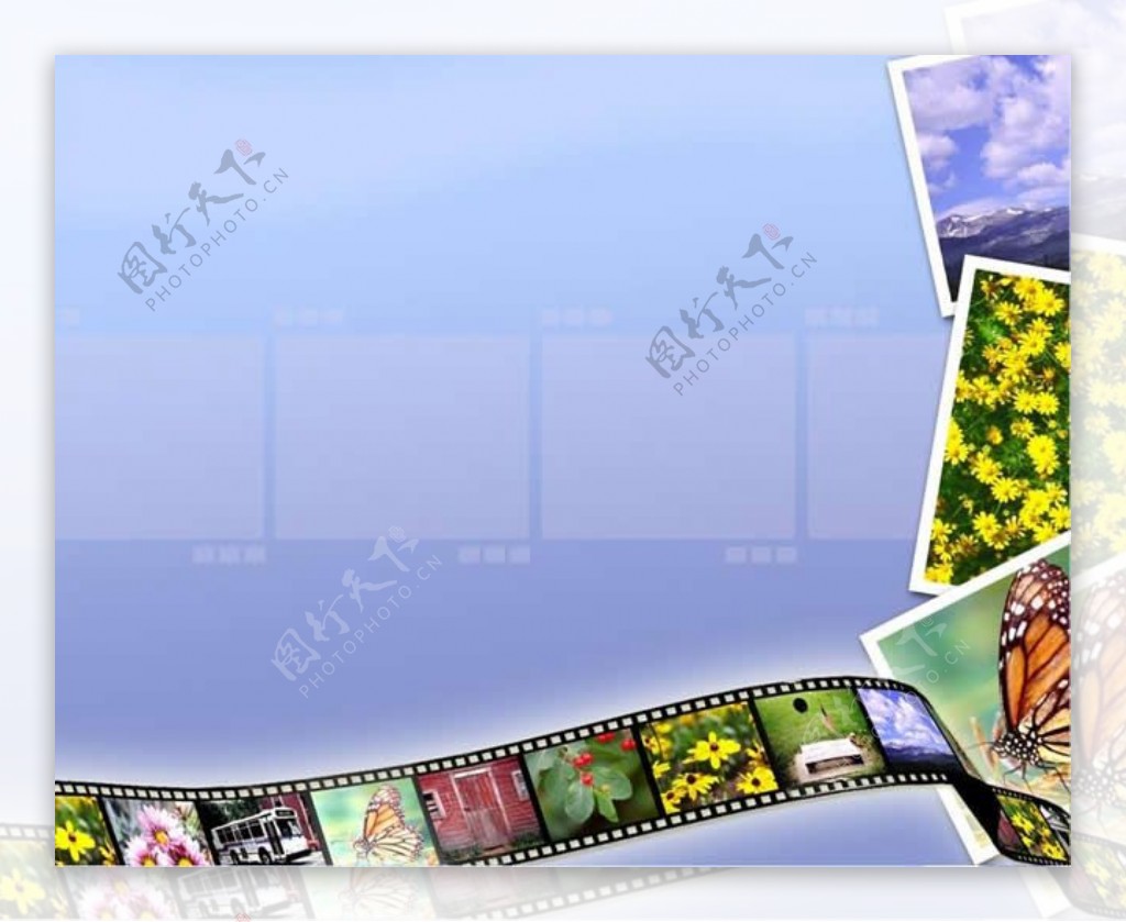 花卉照片胶卷背景ppt模板