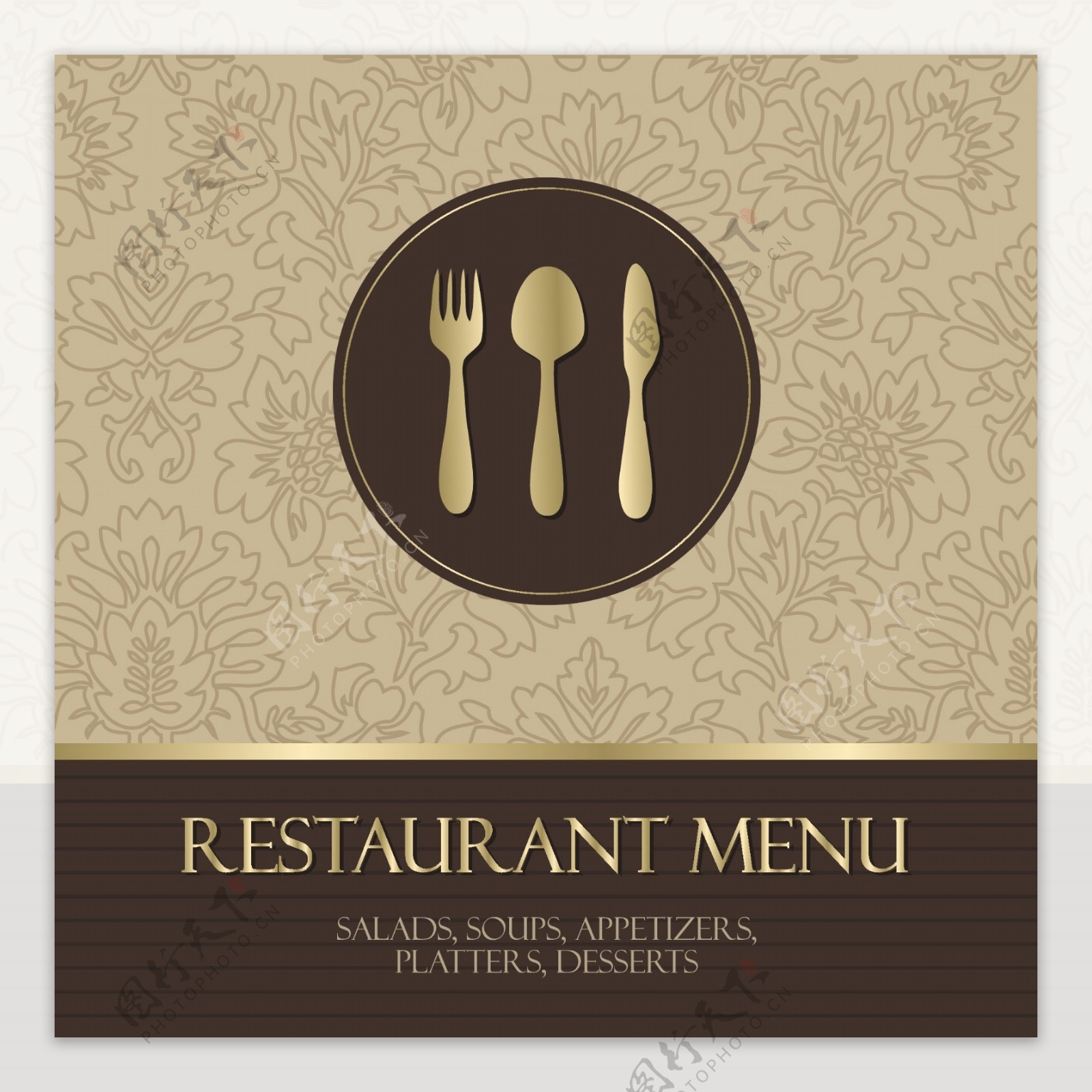 西餐菜单背景刀叉图案矢量素材
