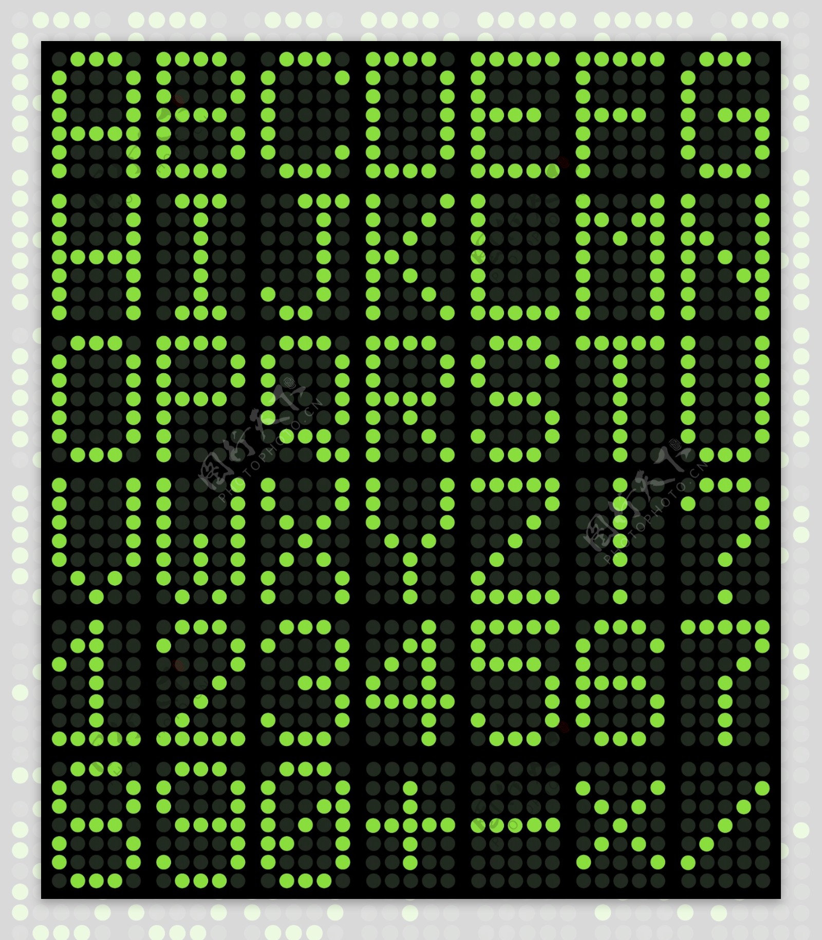 荧光效果字母数字矢量图AI矢量