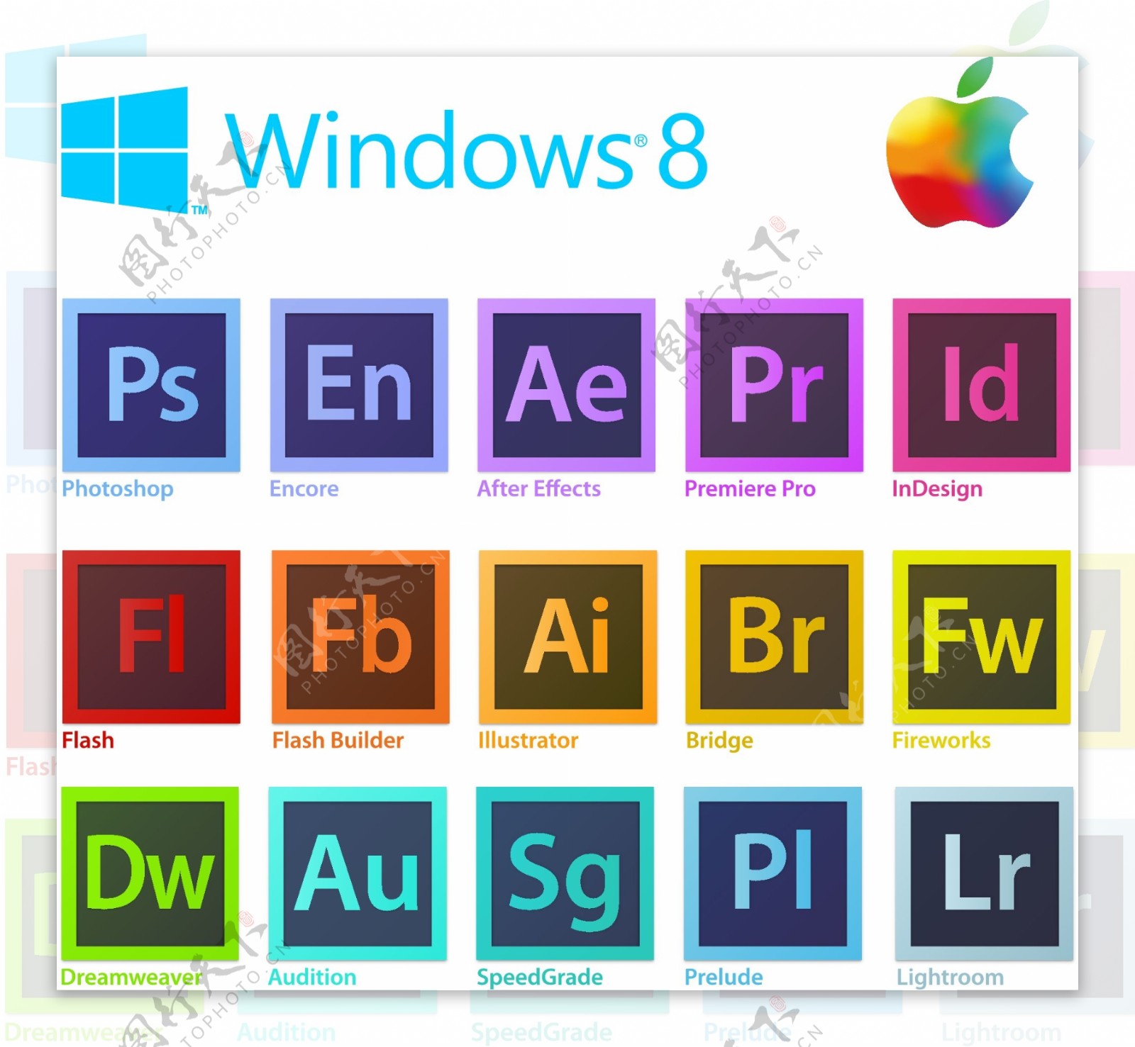 Adobe系列win8苹果logo