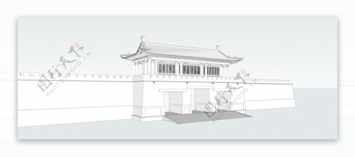 SketchUp精品模型中式城门