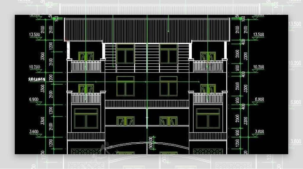 四层平屋顶私人双拼别墅建筑施工图nbsp16x14