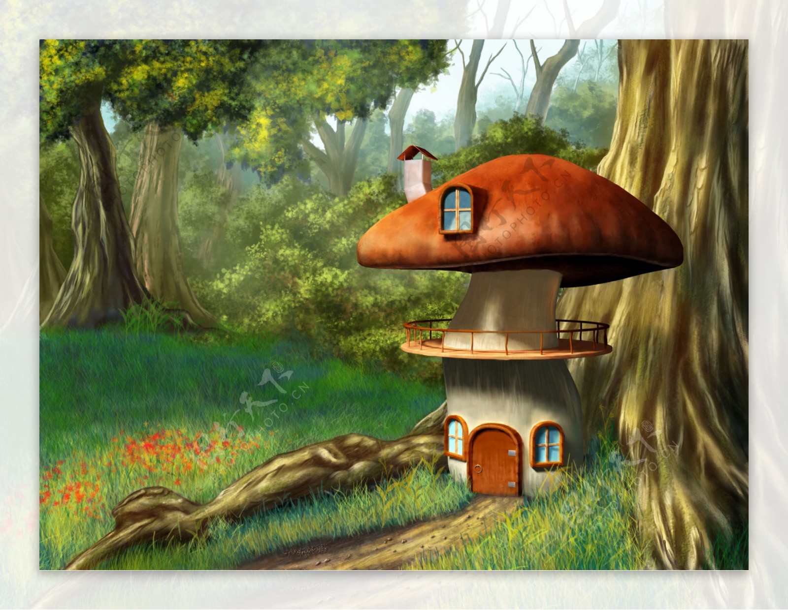 蘑菇小房子卡通图片