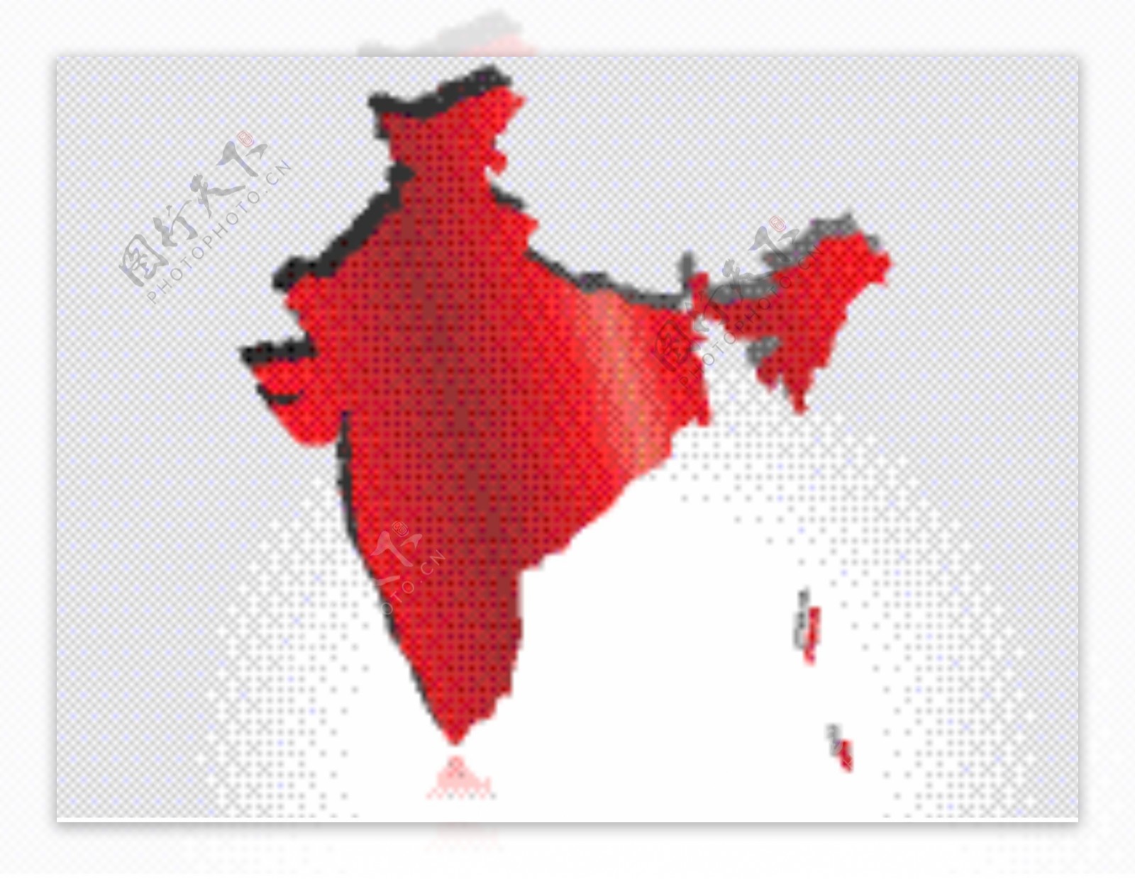 红色的地图都或多或少地吸取印度