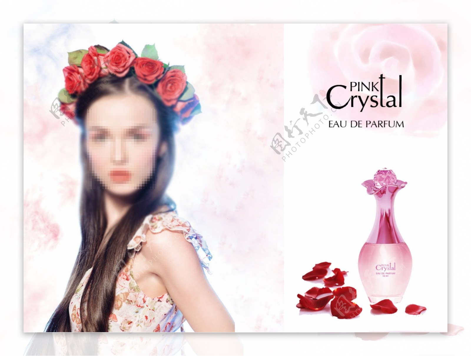 粉色浪漫玫瑰时尚香水广告