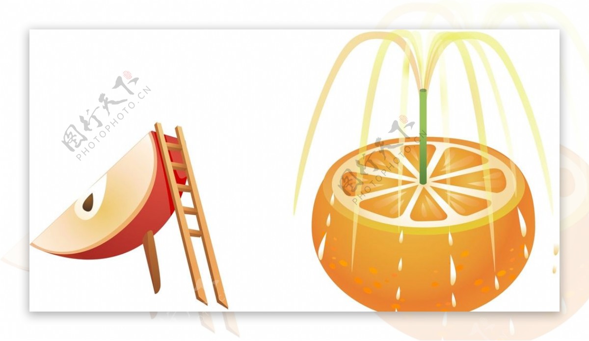 苹果滑梯橙子喷泉图片