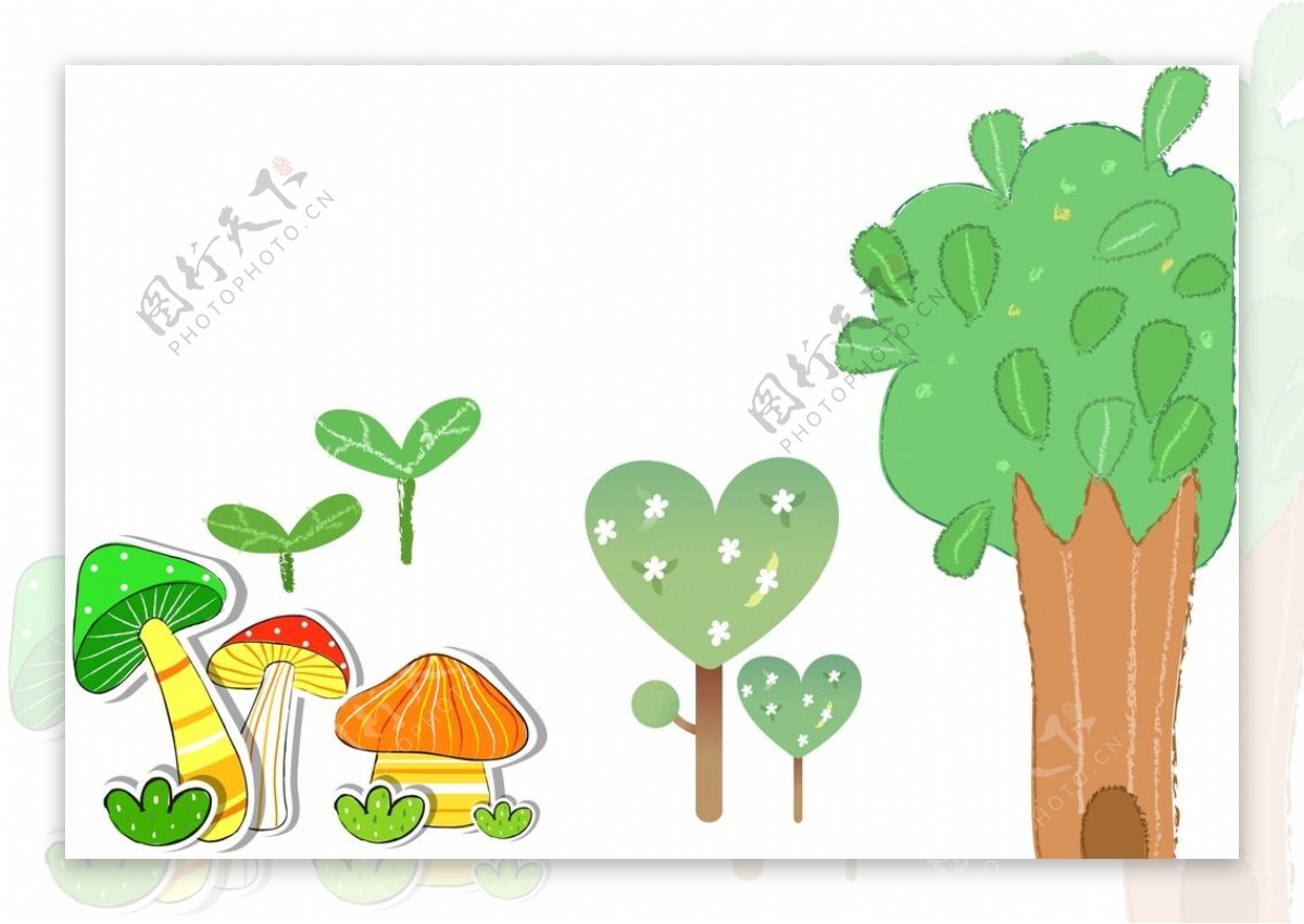 蘑菇心形树木图片
