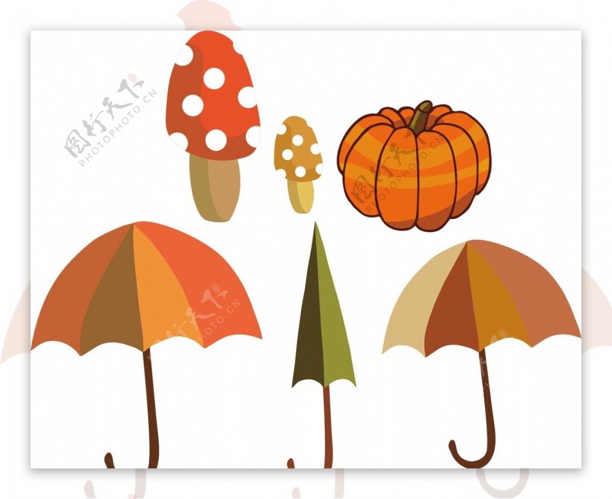 卡通雨伞蘑菇图片