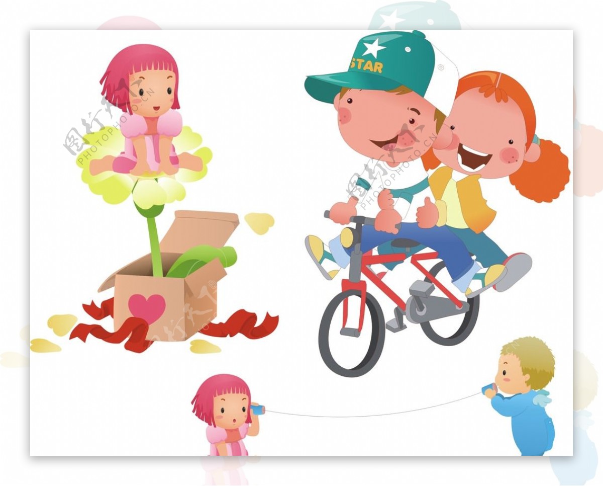 卡通儿童自行车图片