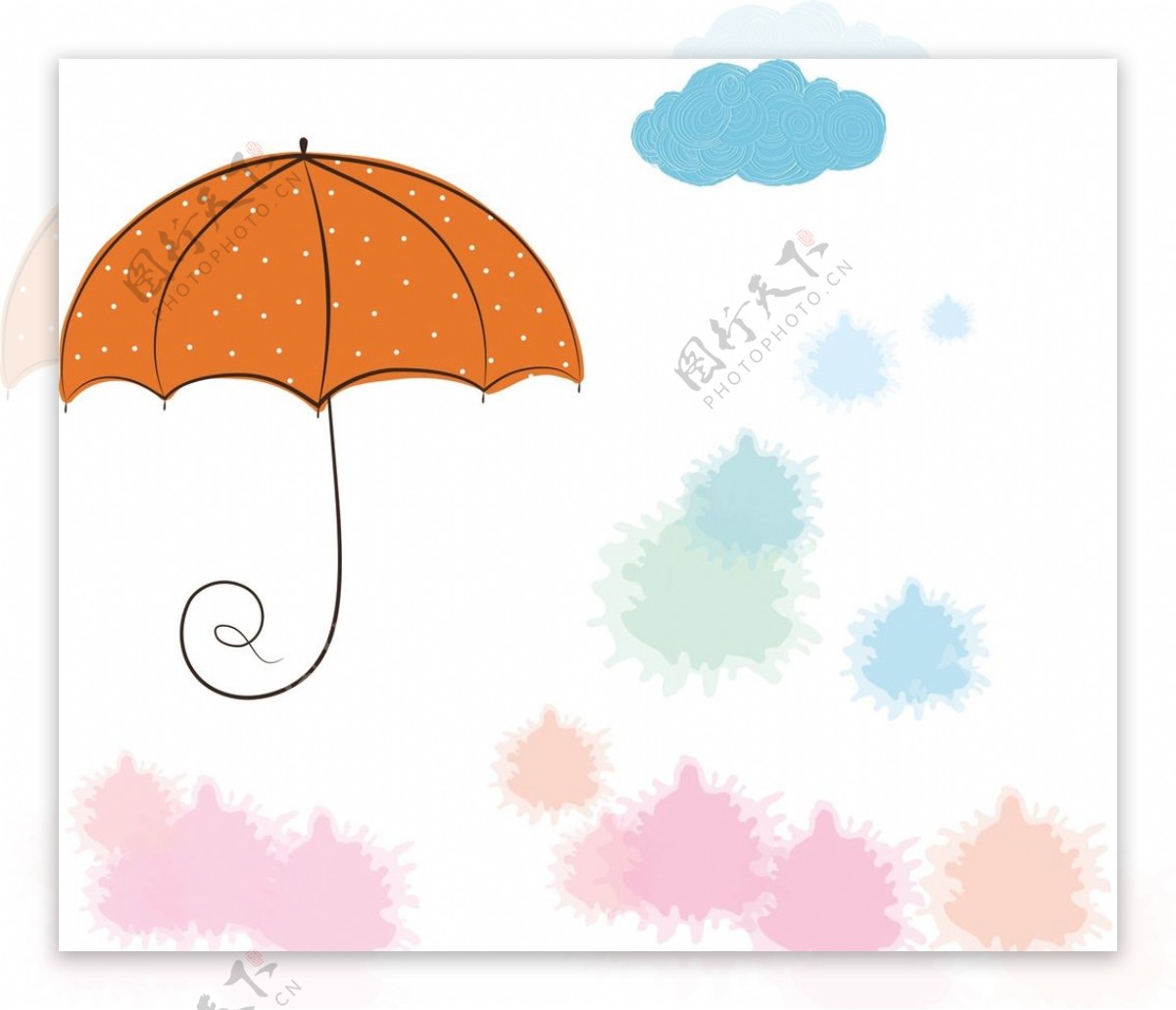 泼墨素材雨伞图片