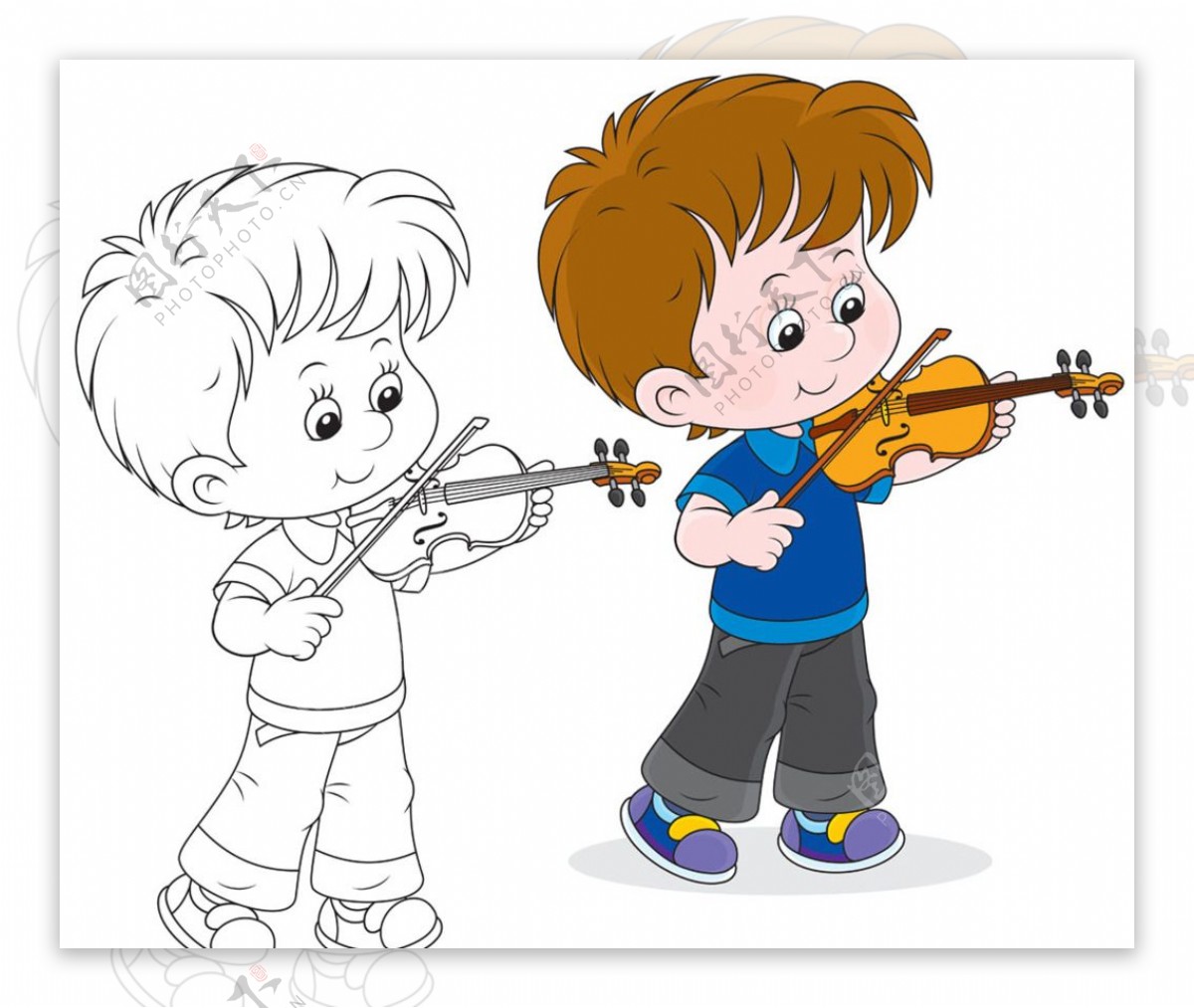 小男孩拉小提琴图片
