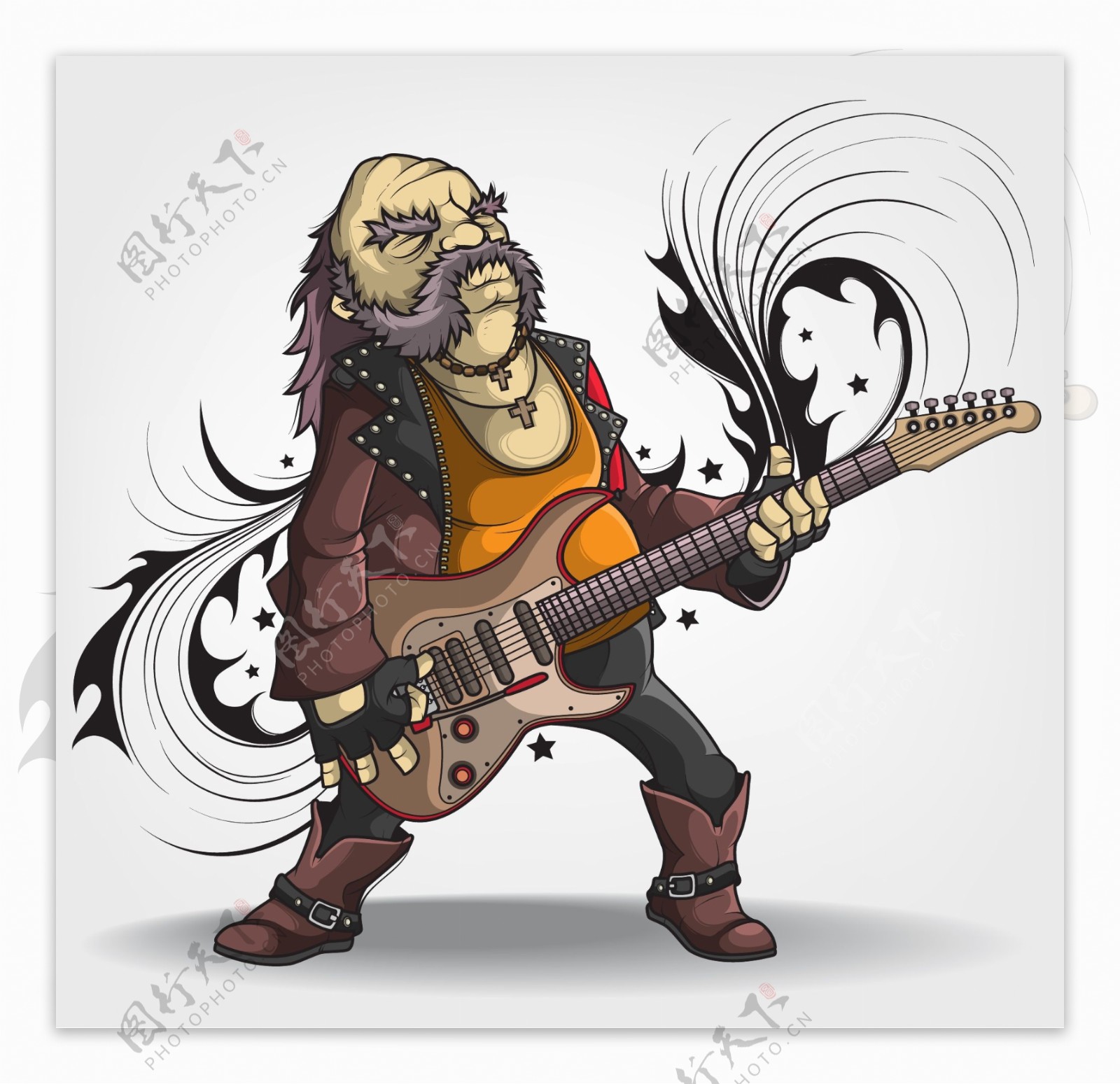 卡通弹吉他的人物设计图片素材免费下载 - 觅知网