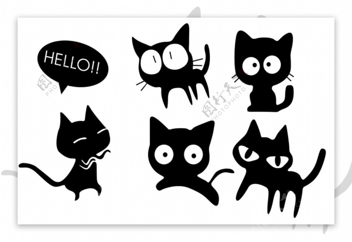 五只小黑猫图片