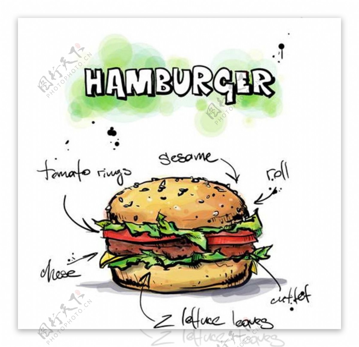 汉堡快餐西餐插画图片