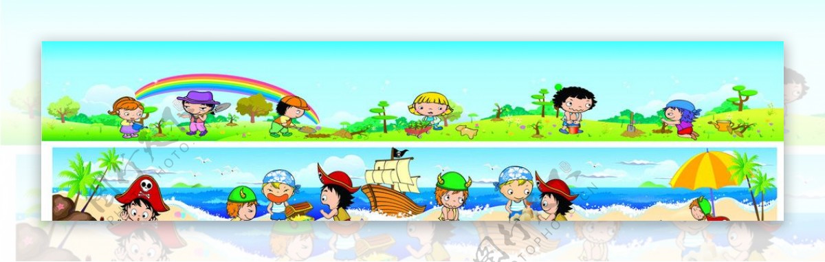 儿童植物海边玩耍图片
