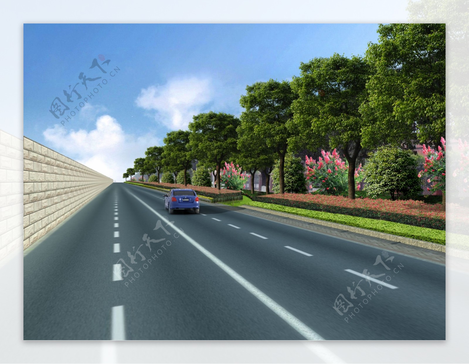 道路绿化带效果图图片