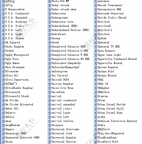 2010最新英文字体U组