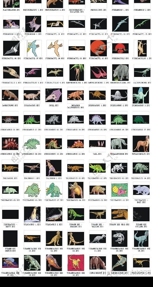 矢量恐龙远古动物图片