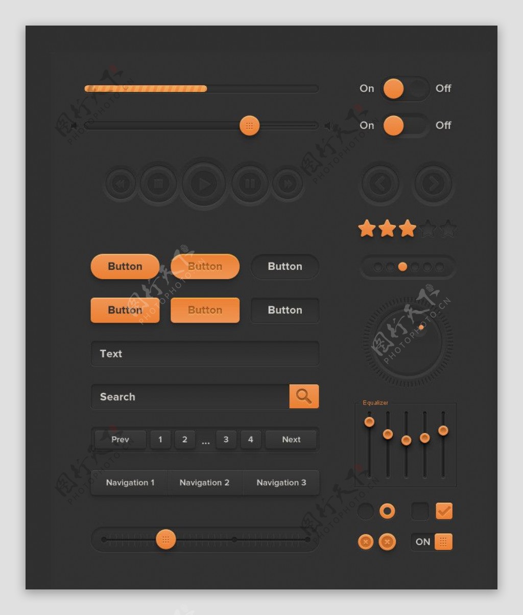 橙色UI工具包图片