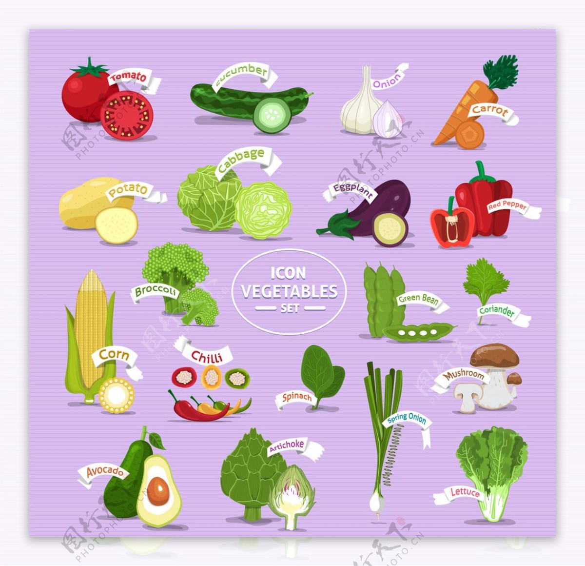 新鲜蔬果创意图标图片