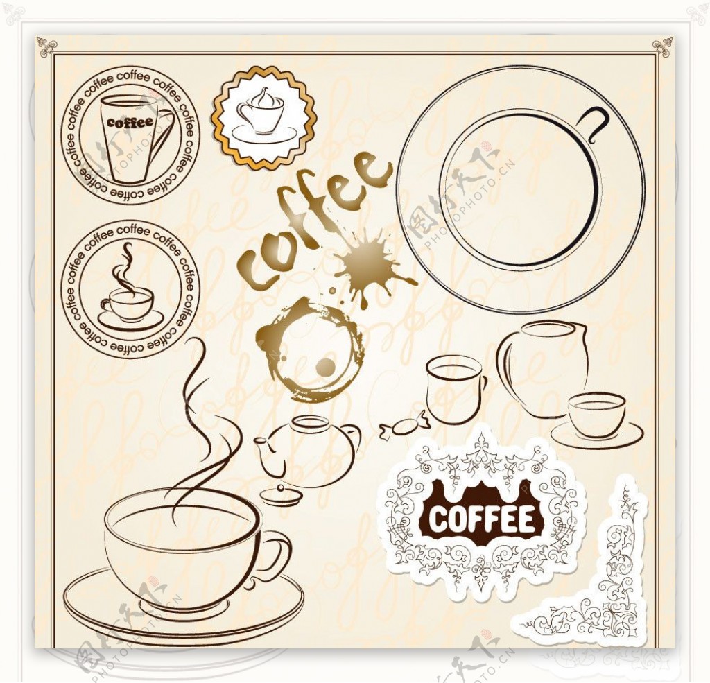 咖啡标签贴纸图片