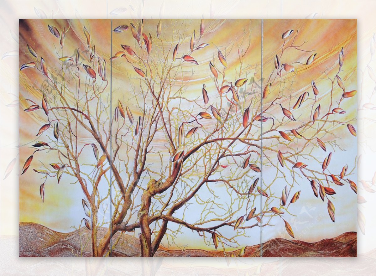 艺术玻璃高清树叶树枝图片