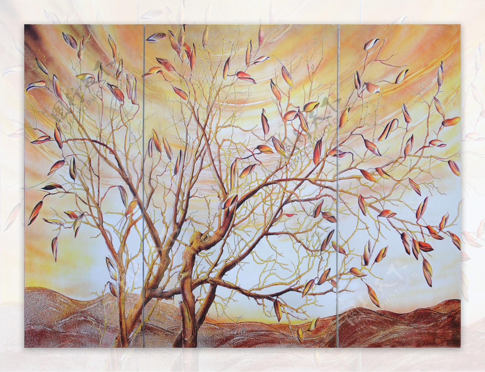 艺术玻璃高清树叶树枝图片