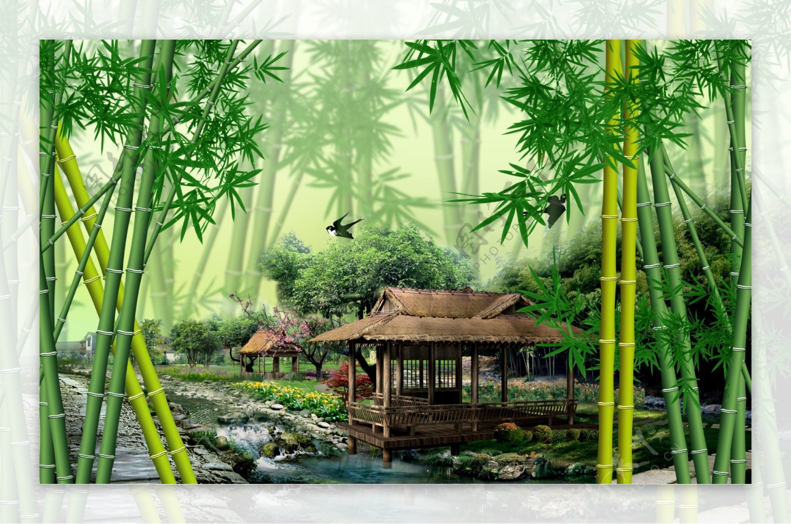 竹子国画背景图片