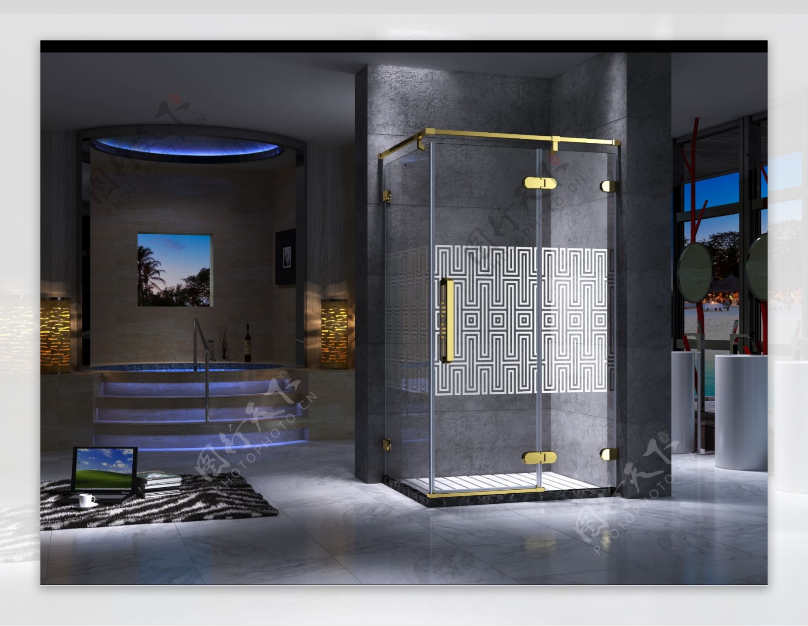 淋浴房3D效果图图片素材-编号08442988-图行天下