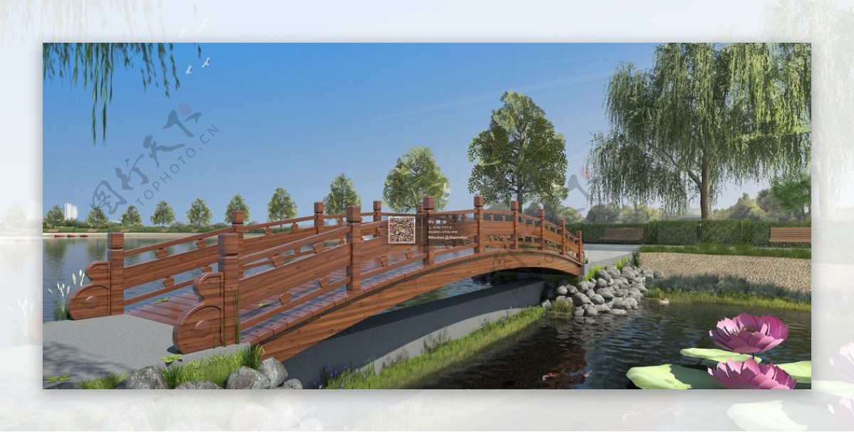景观木桥的表现图片