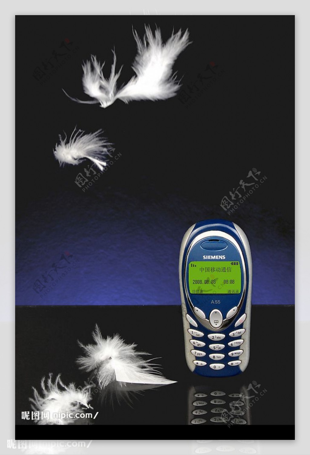 手机和羽毛图片
