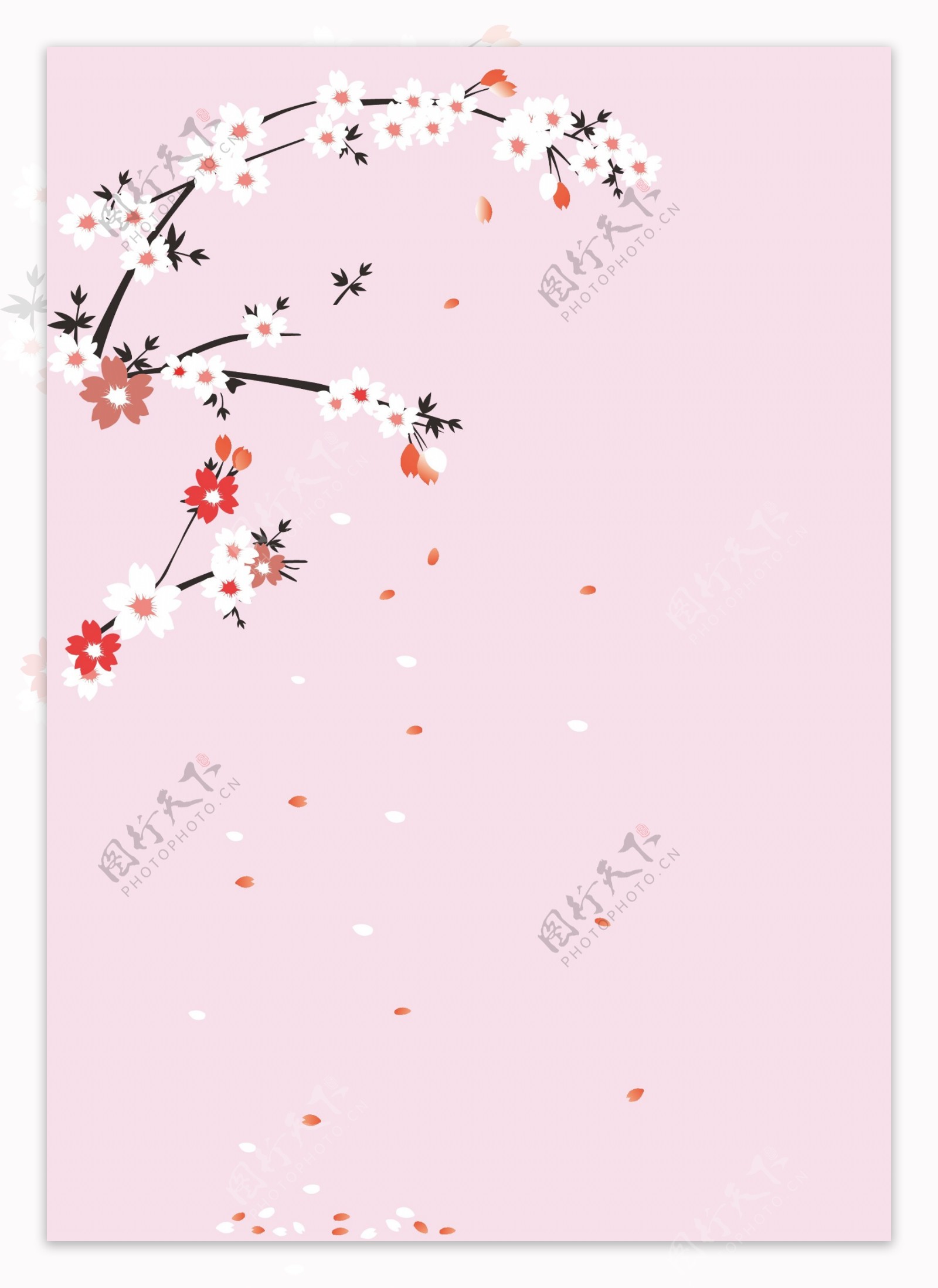 日本樱花樱花树矢量图片