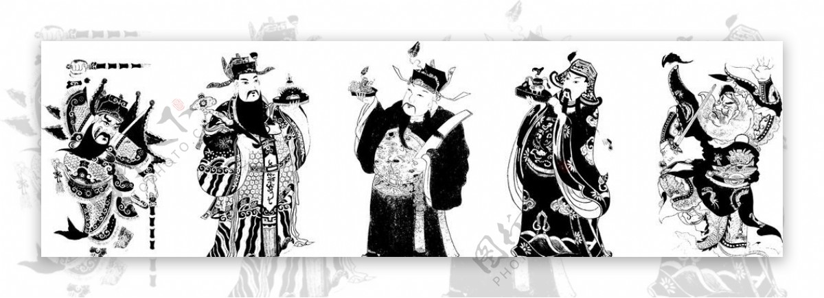 中国传统人物门神图片