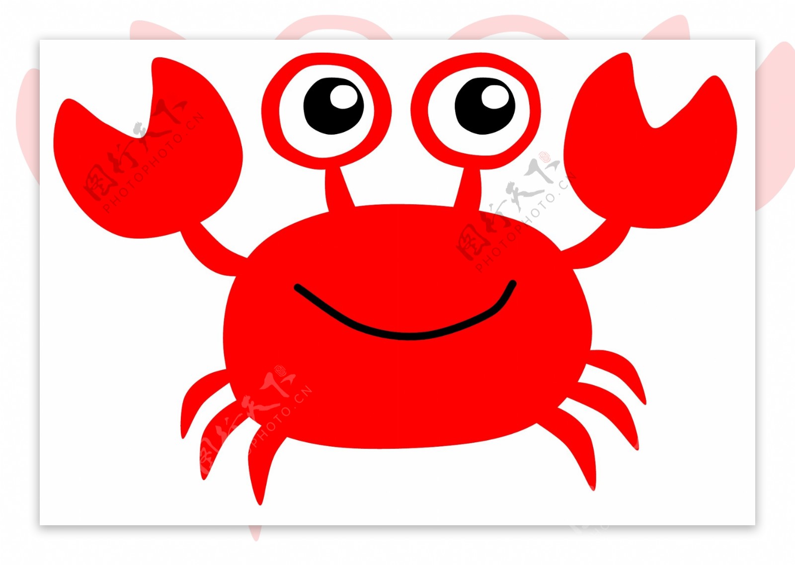 卡通简笔画红色小螃蟹图片