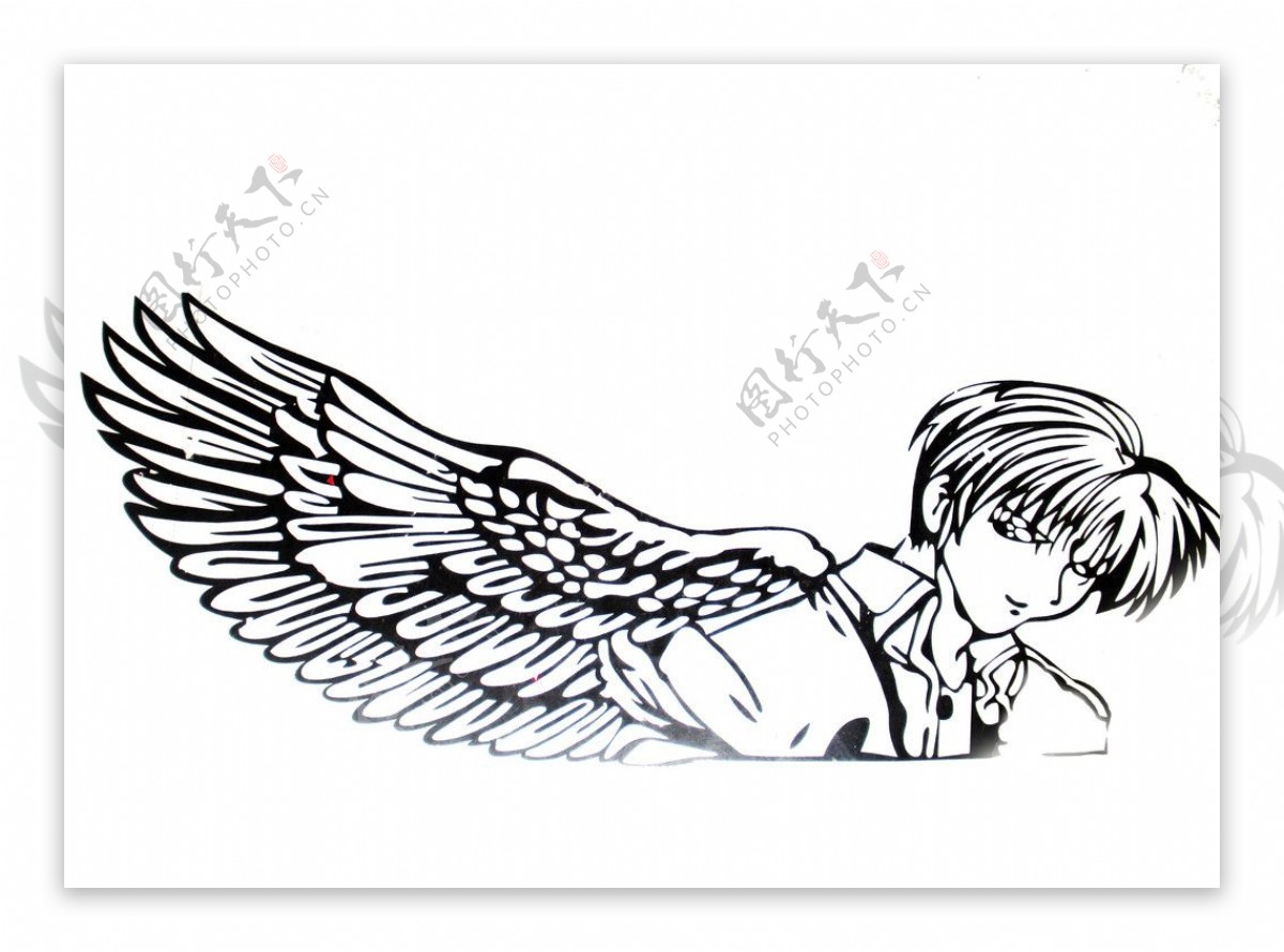 有翅膀的小天使，蓝天白云下的新生小孩照片摄影图片_ID:123032554-Veer图库