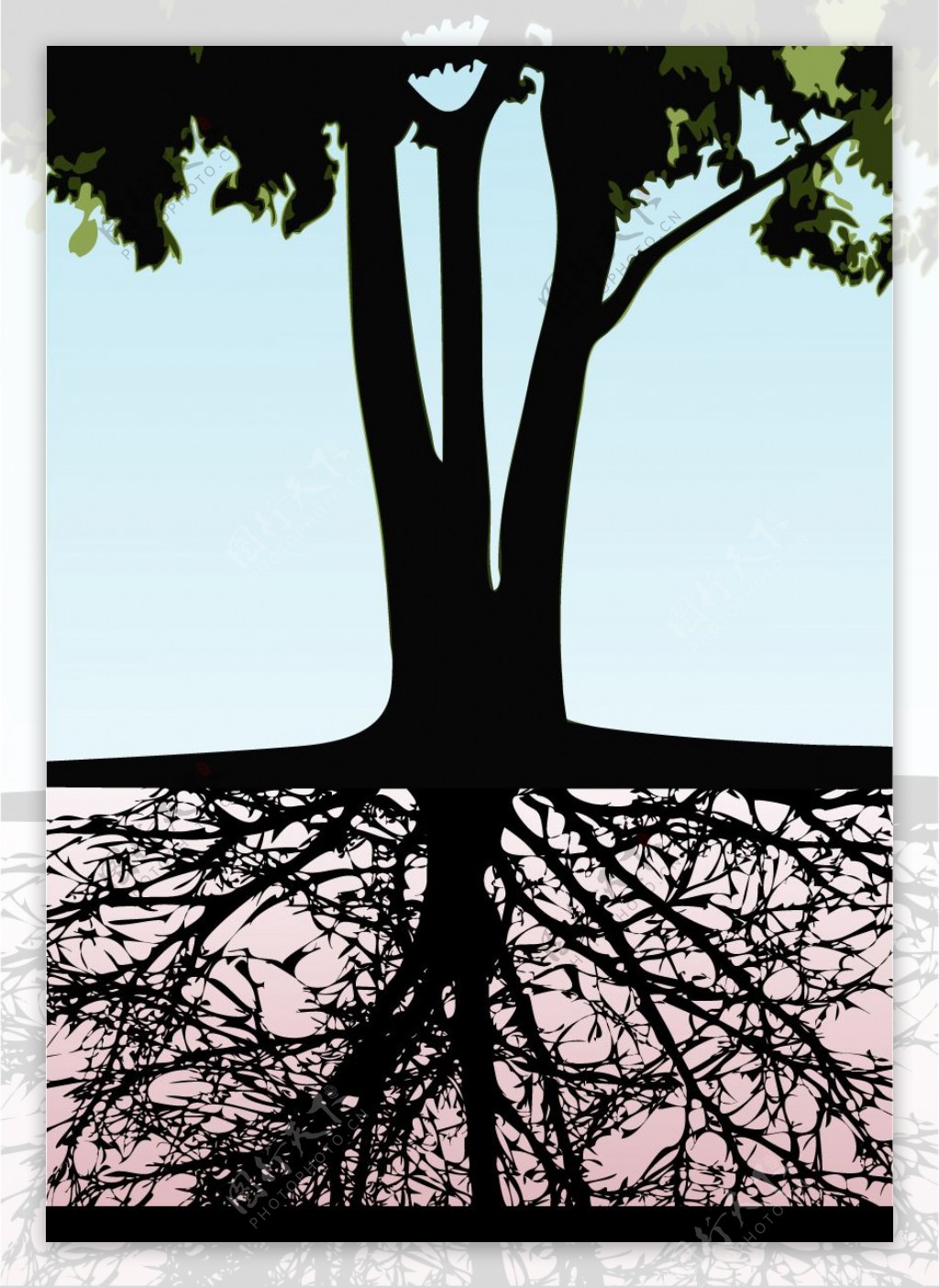 矢量树和根图片