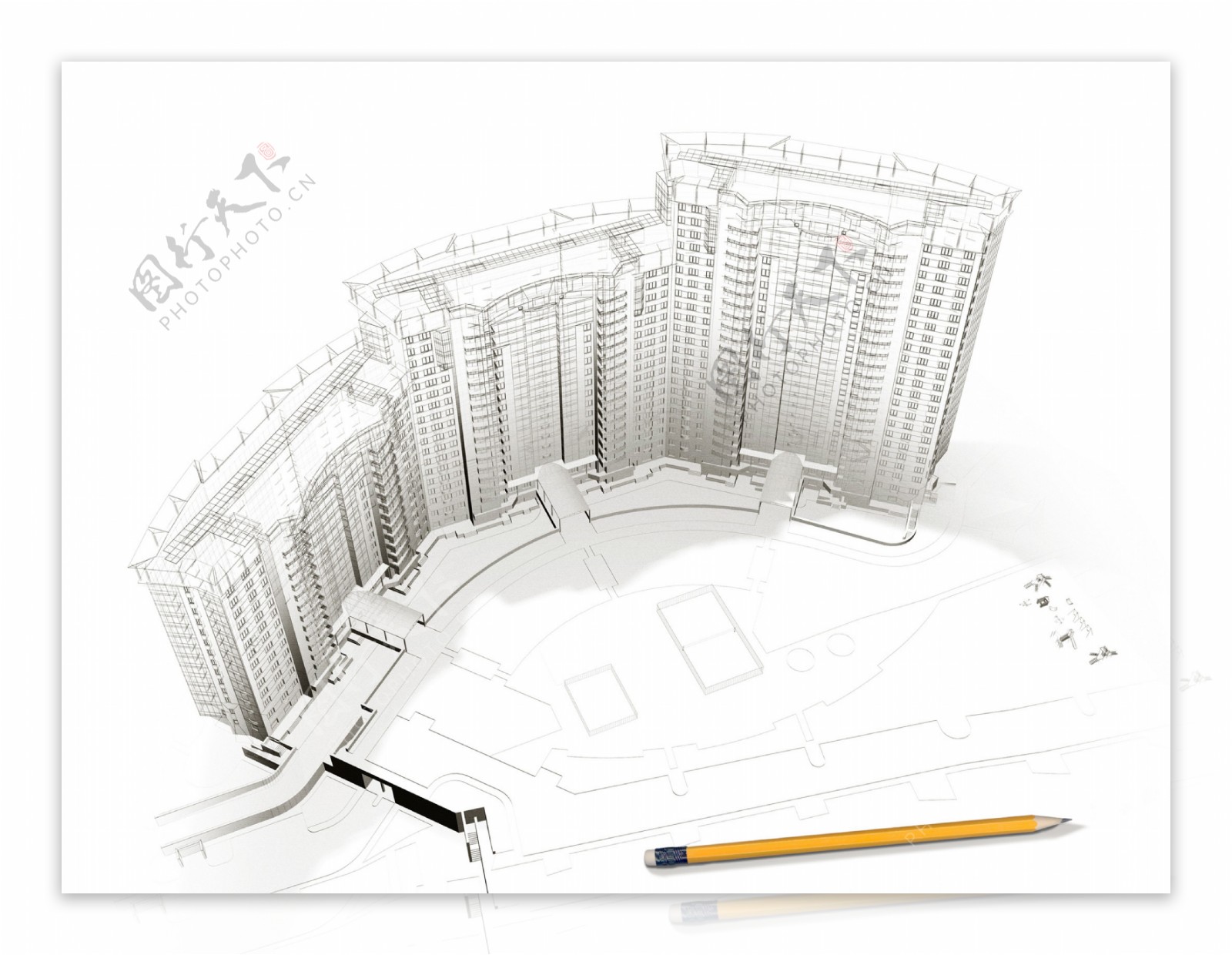 3d建筑模型示意图样板高楼大厦图片