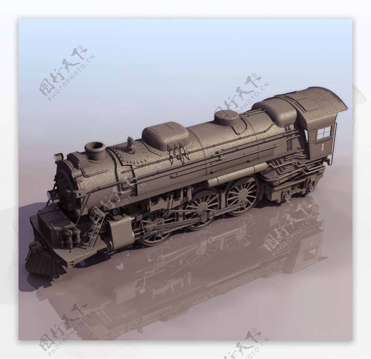 3D模型图库交通工具火车头蒸汽机车图片