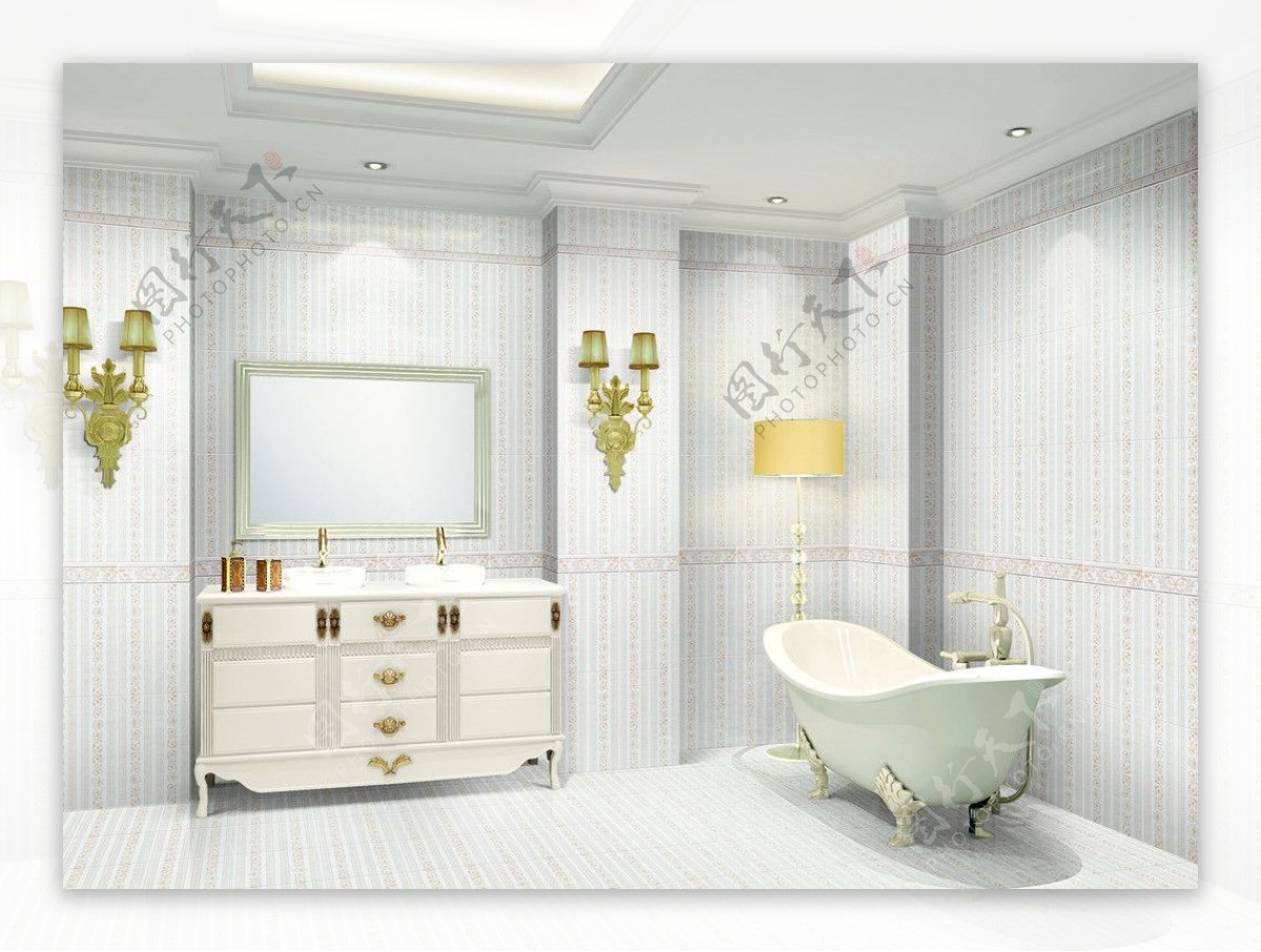 卫浴空间铺贴效果图图片