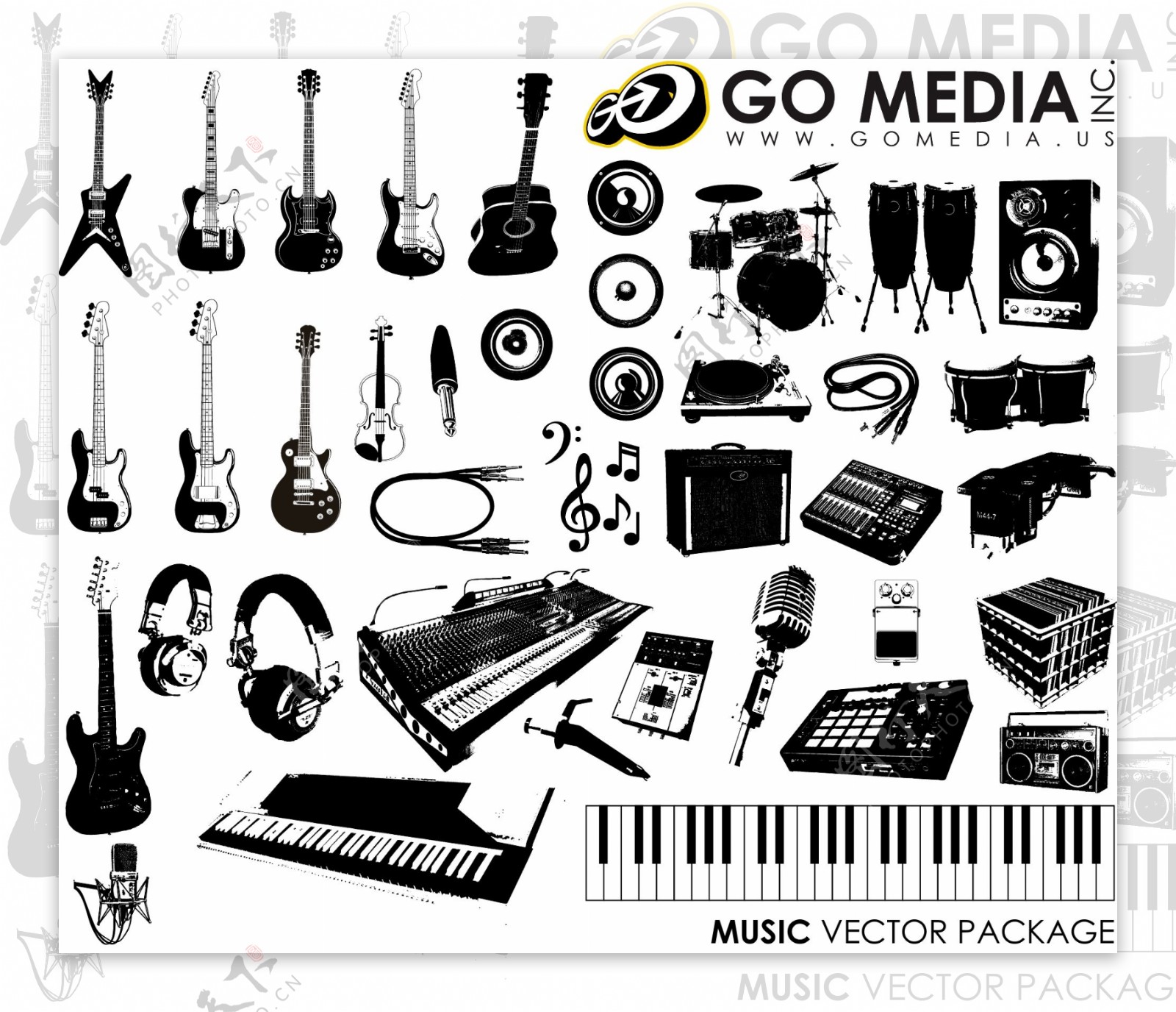 GoMedia出品音乐乐器矢量素材图片