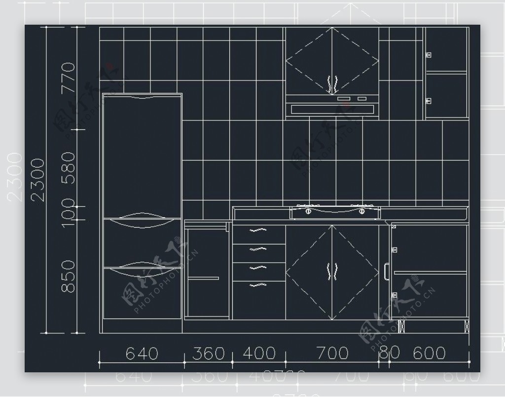 家装厨房CAD立面图纸图片