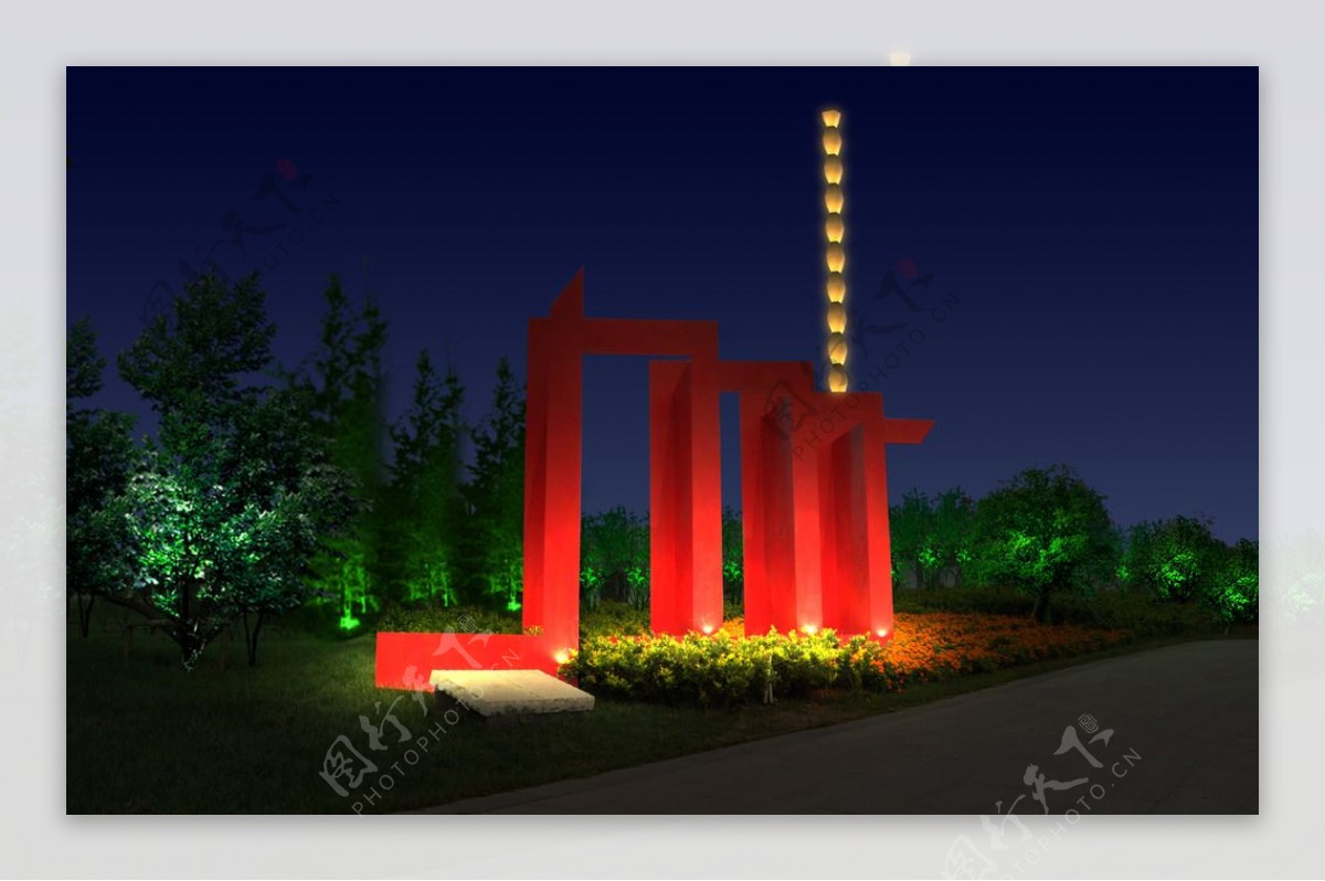 雕塑夜景设计图片