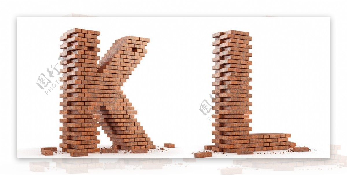 字母砖墙字KL图片