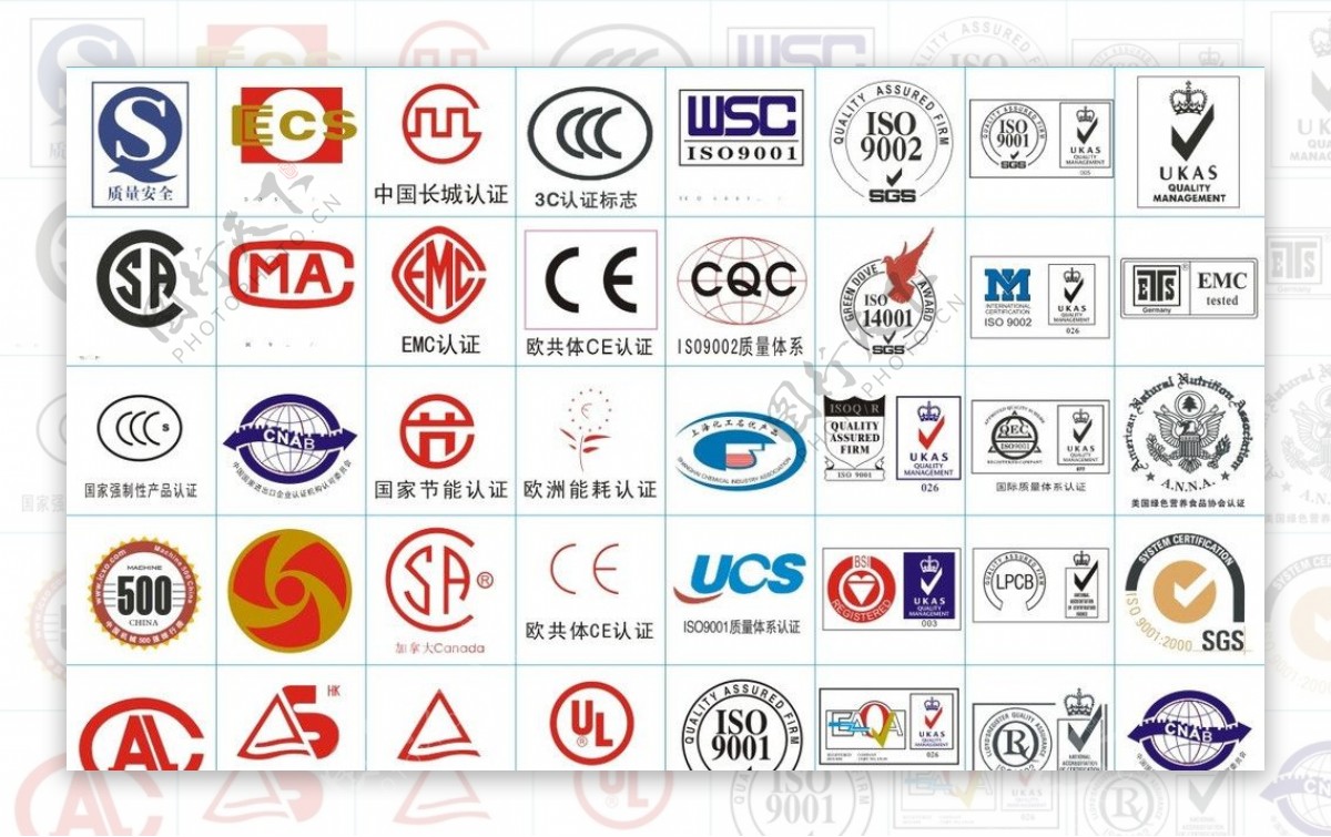 各类行业认证标志矢量图片