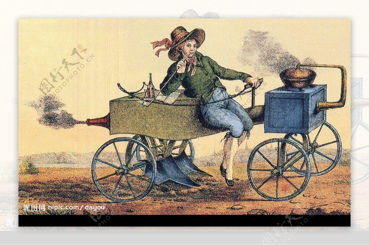 以蒸汽为动力的脱粒机19世纪版画图片